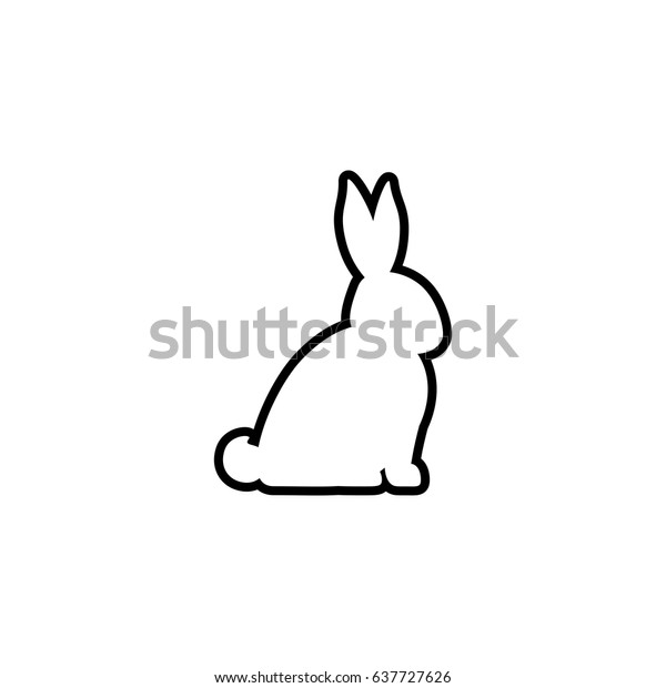 Vector Icon Silhouette Sitting Rabbit White Stock Vector (Royalty Free