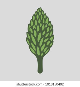 Vector icon of silhouette of tree. Isolated logo of tree for organic eco farm