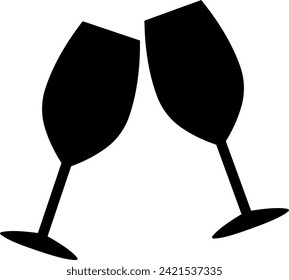 vector icon silhouette of two wine glasses. black isolated on white background. beverage