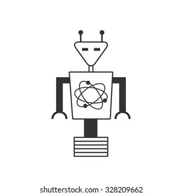 Vector icon silhouette vector white flat light robot background. Simple color illustration robotics, new technologies. Schematic robot picture.