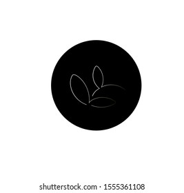 Vector icon, silver branch with leaves silhouette on a black background. Concept logo vector design.