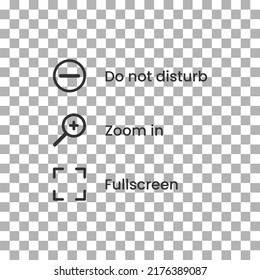 vector icon of simple forms of do not disturb, zoom in, fullscreen