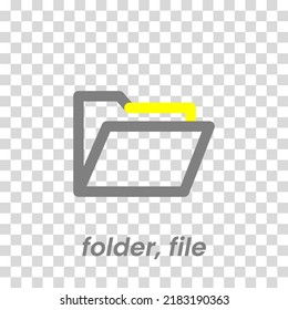 vector icon of simple forms of folder. Vector illustration in dark color and transparent background (png)