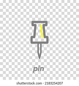 vector icon of simple forms of pin. Vector illustration in dark color and transparent background (png)