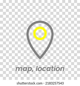 Vector Icon Of Simple Forms Of Pin Location. Vector Illustration In Dark Color And Transparent Background (png)