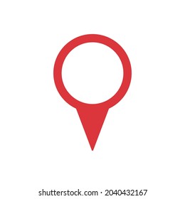 Vector icon of simple forms of point of location. Pin point icon. Red map location pointer symbol isolated on white background.