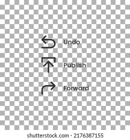 vector icon of simple forms of undo, publish, forward