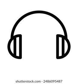 Vector icon of simple headphones, representing audio, music, and listening. Editable stroke.