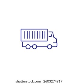 Vector icon of a simple outline cargo truck for transportation and delivery themes.