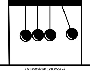 Vector icon of a simple pendulum, object of study of motion and gravitational force, study of physics, exact sciences. diagram in physics, Perpetuum mobile logo. isolated on transparent background.