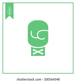 Vector icon of single boxing glove with tied lace