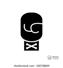 Vector icon of single boxing glove with tied lace
