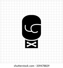 Vector icon of single boxing glove with tied lace