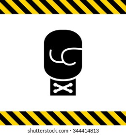 Vector icon of single boxing glove with tied lace