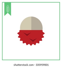 Vector icon of single peeled lychee fruit