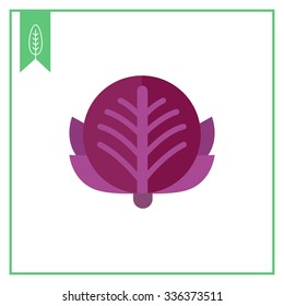 Vector icon of single red cabbage head