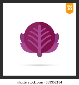 Vector icon of single red cabbage head