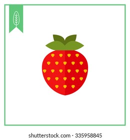 Vector icon of single ripe fresh strawberry