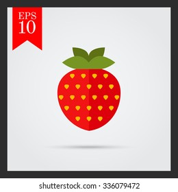 Vector icon of single ripe fresh strawberry