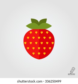 Vector icon of single ripe fresh strawberry