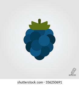 Vector icon of single ripe fresh blackberry