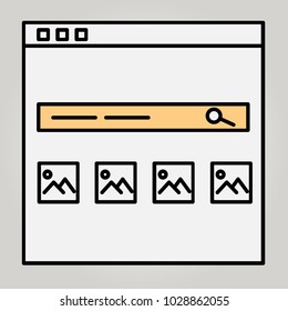 Vector icon of the site template, checkboxes, search
