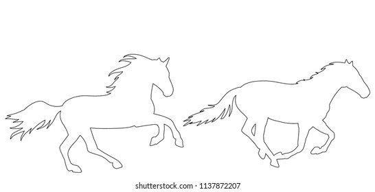 vector, icon, sketch, outline horse running