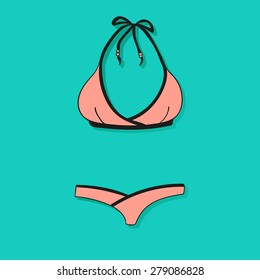 vector icon with a sketch of womens bikini