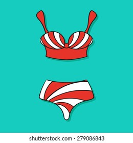 vector icon with a sketch of womens bikini