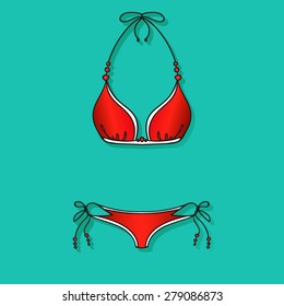 vector icon with a sketch of womens bikini