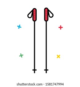 Vector icon of ski stick filled outline