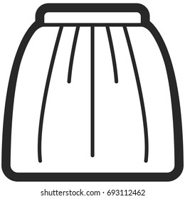 Vector Icon of a skirt for women in line art style. Pixel perfect. Business and office look. For shops and stores 