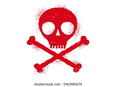 Vector icon of skull with blood drops. Simple vector illustration of bleeding skull in grunge style.