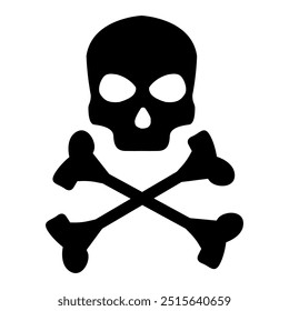 Vector icon of skull and crossbones cross on white background
Black skull, halloween
