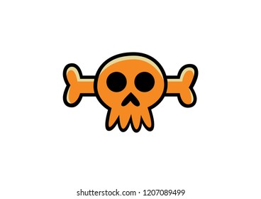 Vector icon of a skull for Halloween, children's style.