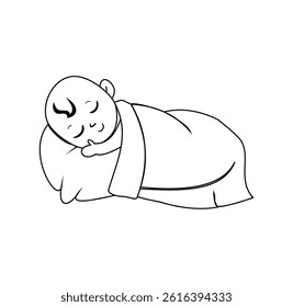 vector icon of a sleeping baby in a blanket on a white background