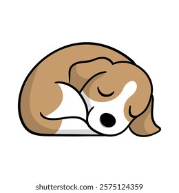 Vector icon for Sleeping Dog. A cozy illustration of a sleeping dog, ideal for pet, veterinary, or relaxation themes.