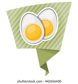 Vector icon sliced boiled egg in cartoon style