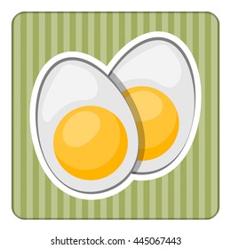 Vector icon sliced boiled egg in cartoon style