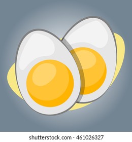Vector icon sliced boiled eggs.