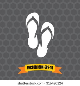 Vector Icon of Slippers on Dark Gray Background. Eps.10.