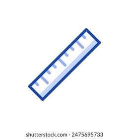 Vector icon of a small, minimalistic school ruler with clear divisions. Suitable for various educational or creative tasks. Can be used in the design of stationery products, stickers, labels, cards