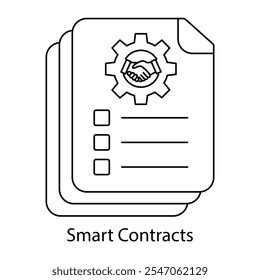 Ícone de vetor para Tecnologia Smart Contract. Ilustra soluções de contrato automatizadas e seguras.