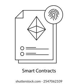 Vektorsymbol für intelligente Verträge. Stellt blockchain-basierte Vereinbarungen mit digitaler Sicherheit dar.