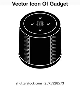 Vector Icon of Smart Gadget Device Cylinder Shape Black and White Illustration