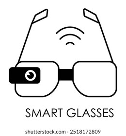 Vector icon for smart glasses. Features a pair of augmented reality glasses designed for displaying information and enhanced vision in real time.