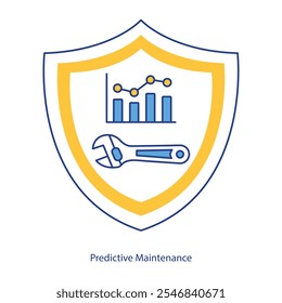 Icono de Vector para Herramientas de Mantenimiento Inteligentes. Llave inglesa con gráfico que representa la gestión predictiva.