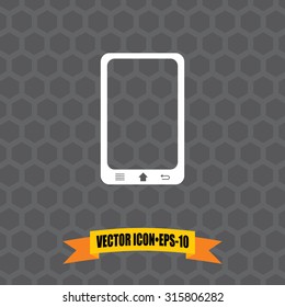 Vector Icon of Smart Phone on Dark Gray Background. Eps.10.