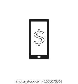 vector icon with smart phone ticket with money 