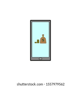 vector icon with smart phone ticket with money 